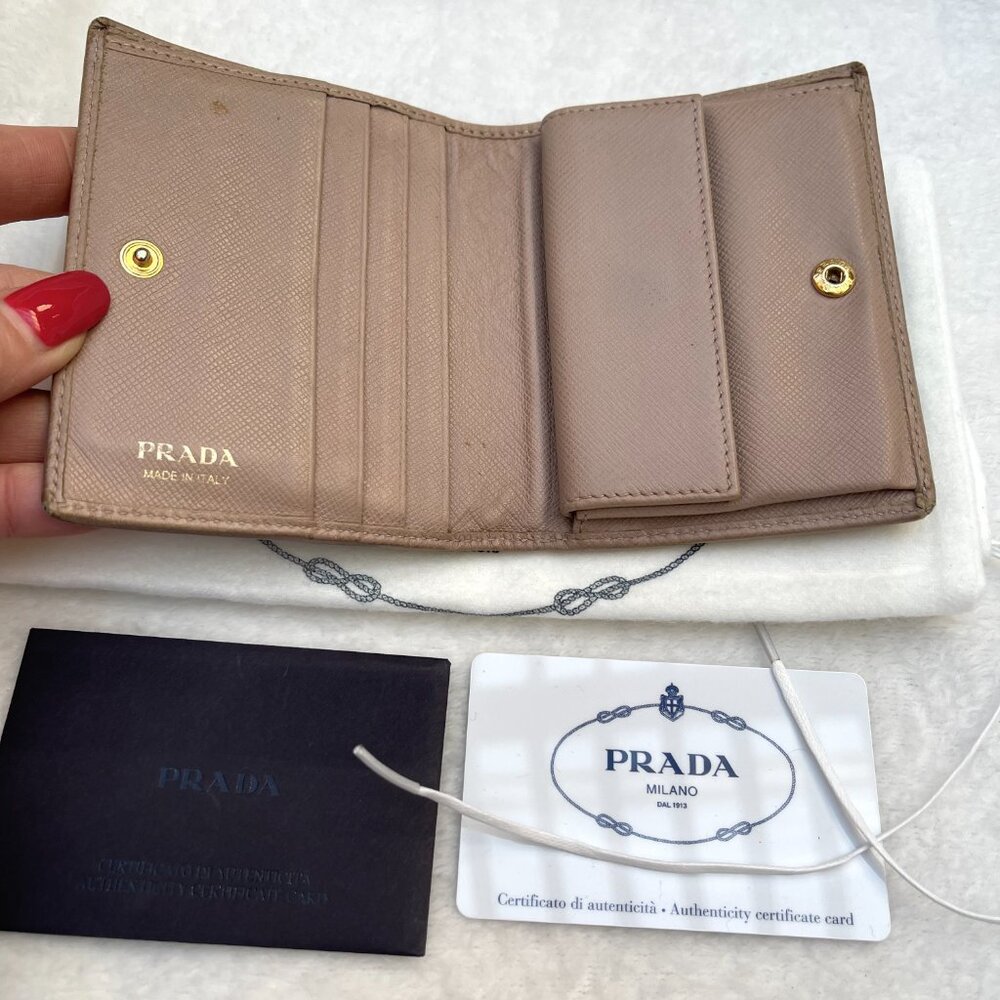 Prada Saffiano Leather Trifold Compact Wallet 1MV204 - Picture 4 of 10